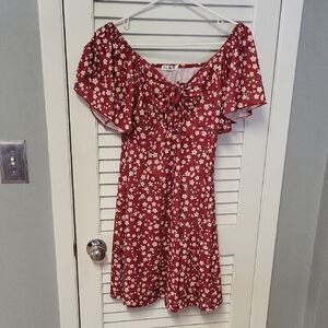 Red Floral Mini Dress